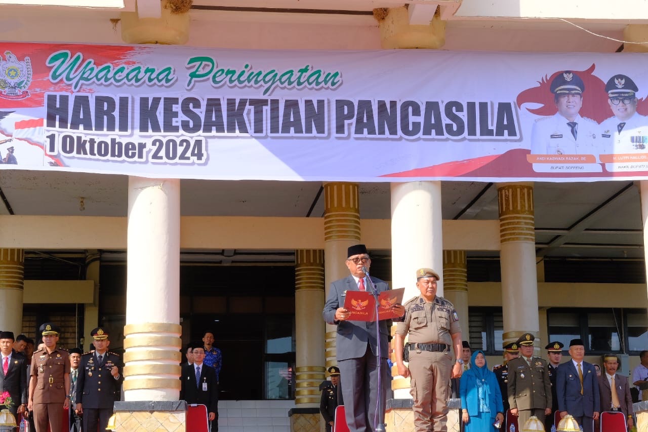 Wabup Soppeng Bertindak Selaku Inspektur Upacara Pada Upacara Hari Kesaktian Pancasila Tahun 2024