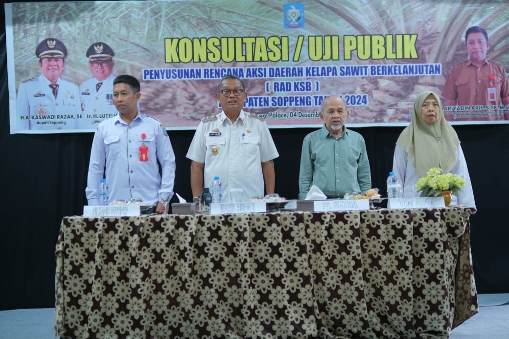 Capai 375,8 Hektar Tahun 2024, Pemkab Soppeng Melaksanakan Konsultasi / Uji Publik RAD Kelapa Sawit Berkelanjutan