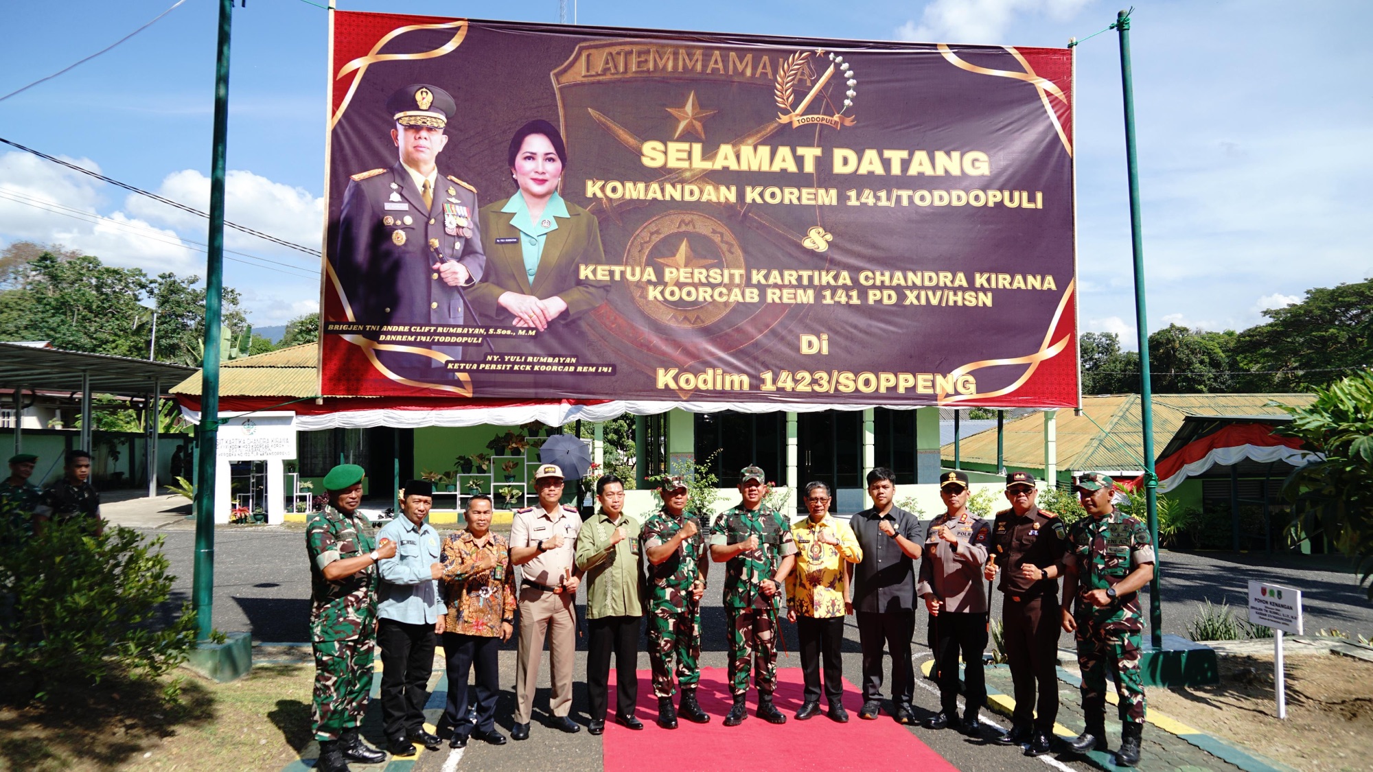 Wabup Soppeng bersama Dandim 1423/Soppeng Sambut Kunjungan Kerja Danrem 141/Toddopuli