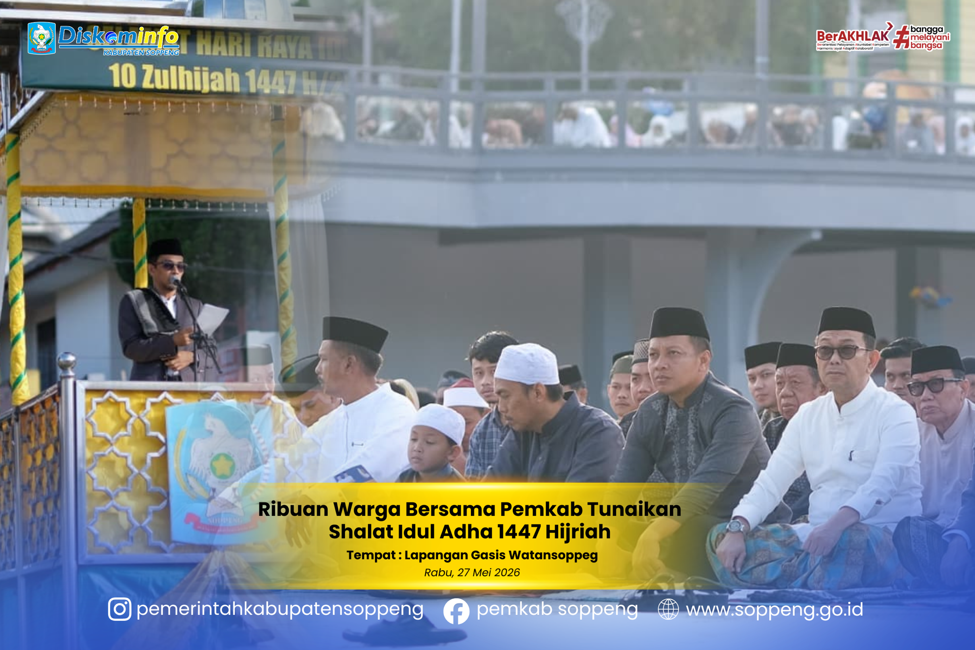 Ribuan Warga Bersama Pemkab Tunaikan Shalat Idul Adha 1447 Hijriah