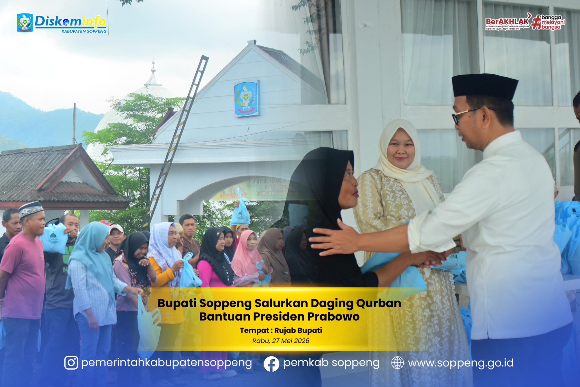 Bupati Soppeng Salurkan Daging Qurbang Bantuan Presiden Prabowo