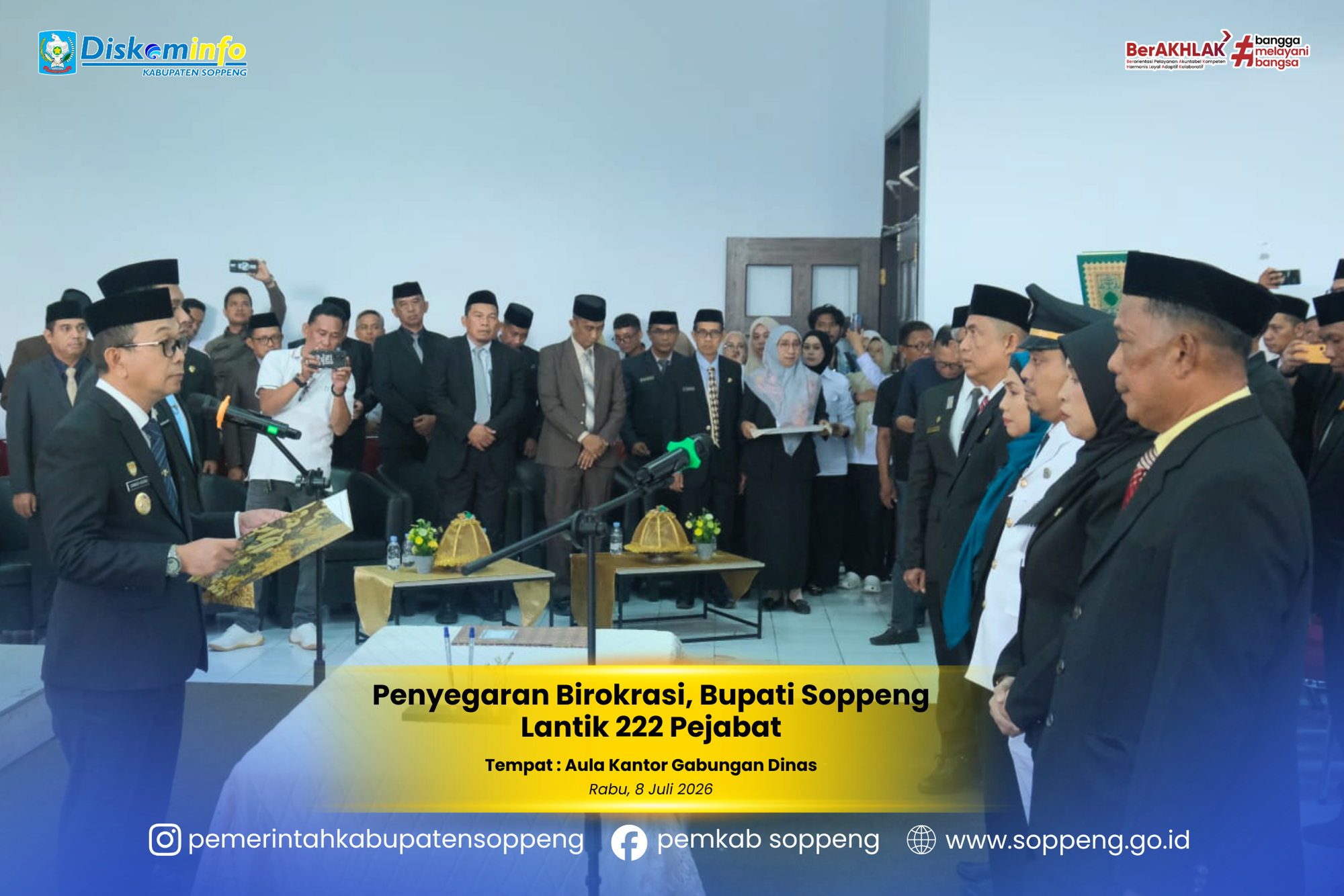 Penyegaran Birokrasi, Bupati Soppeng Lantik 222 Pejabat