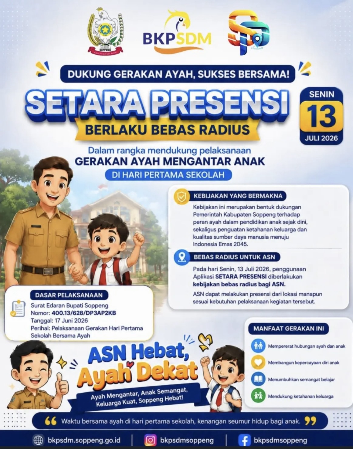 ASN Soppeng Antar Anak ke Sekolah, Presensi Tetap Aman