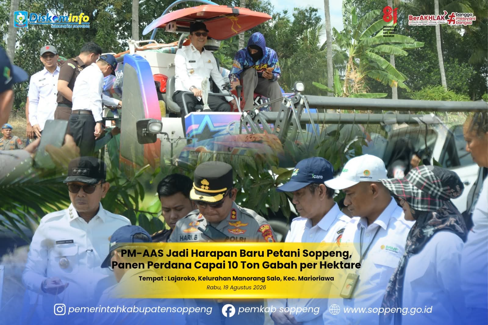 PM-AAS Jadi Harapan Baru Petani Soppeng, Panen Perdana Capai 10 Ton Gabah per Hektare