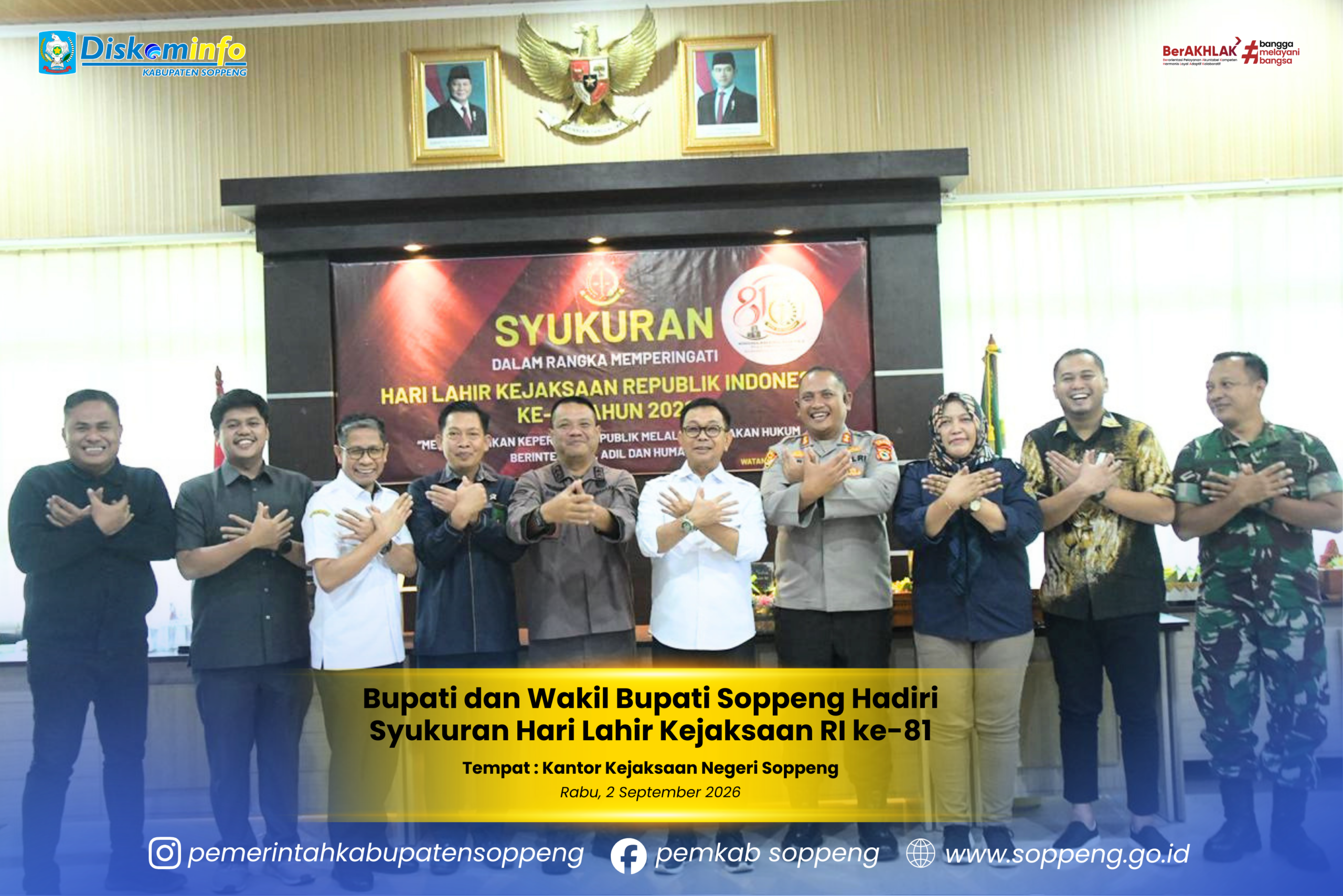 Bupati dan Wakil Bupati Soppeng Hadiri Syukuran Hari Lahir Kejaksaan RI ke-81