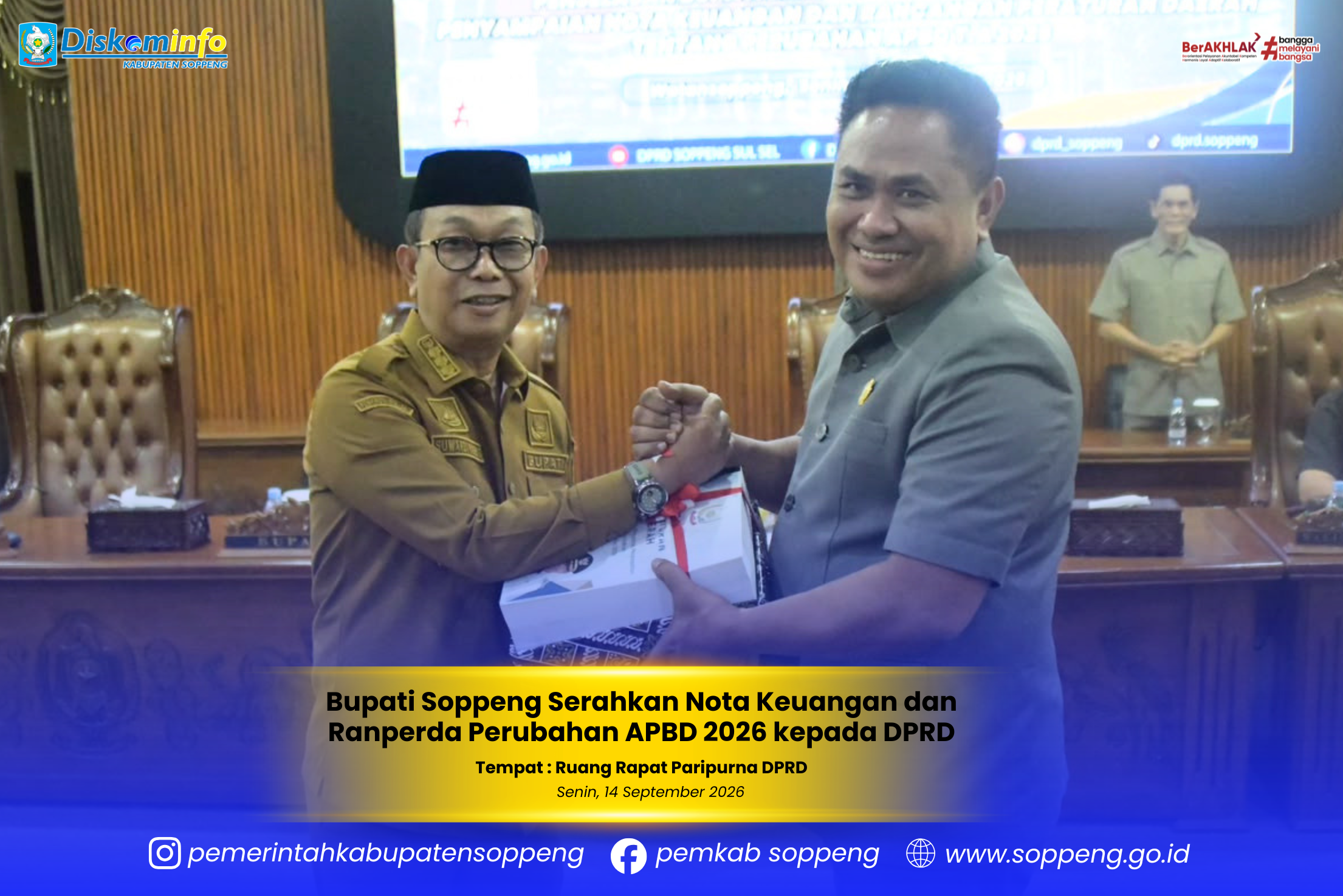 Bupati Soppeng Serahkan Nota Keuangan dan Ranperda Perubahan APBD 2026 kepada DPRD
