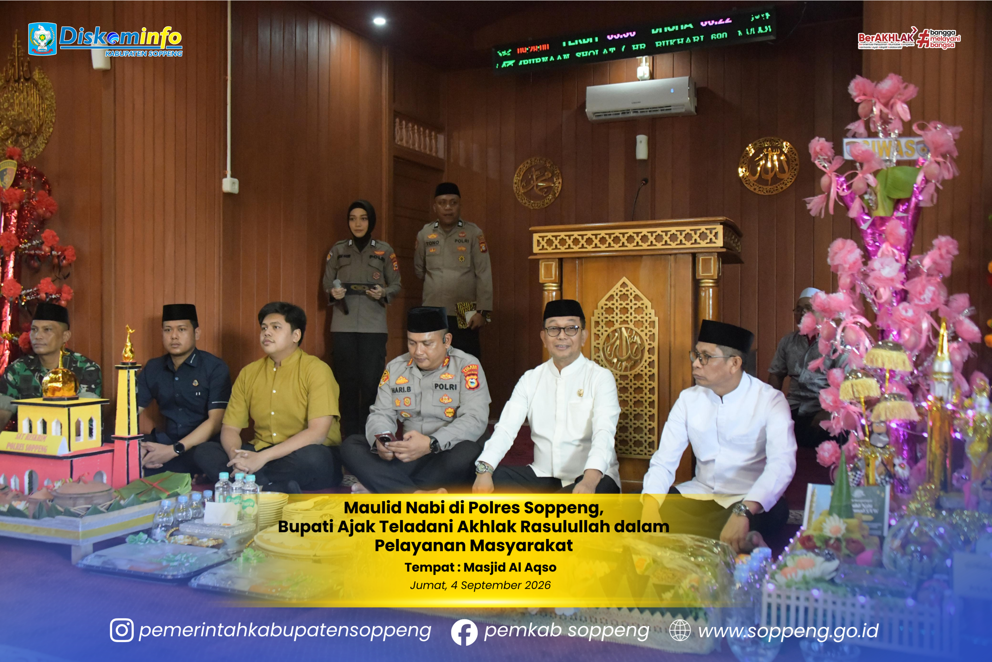 Maulid Nabi di Polres Soppeng,Bupati Ajak Teladani Akhlak Rasulullah dalam Pelayanan Masyarakat