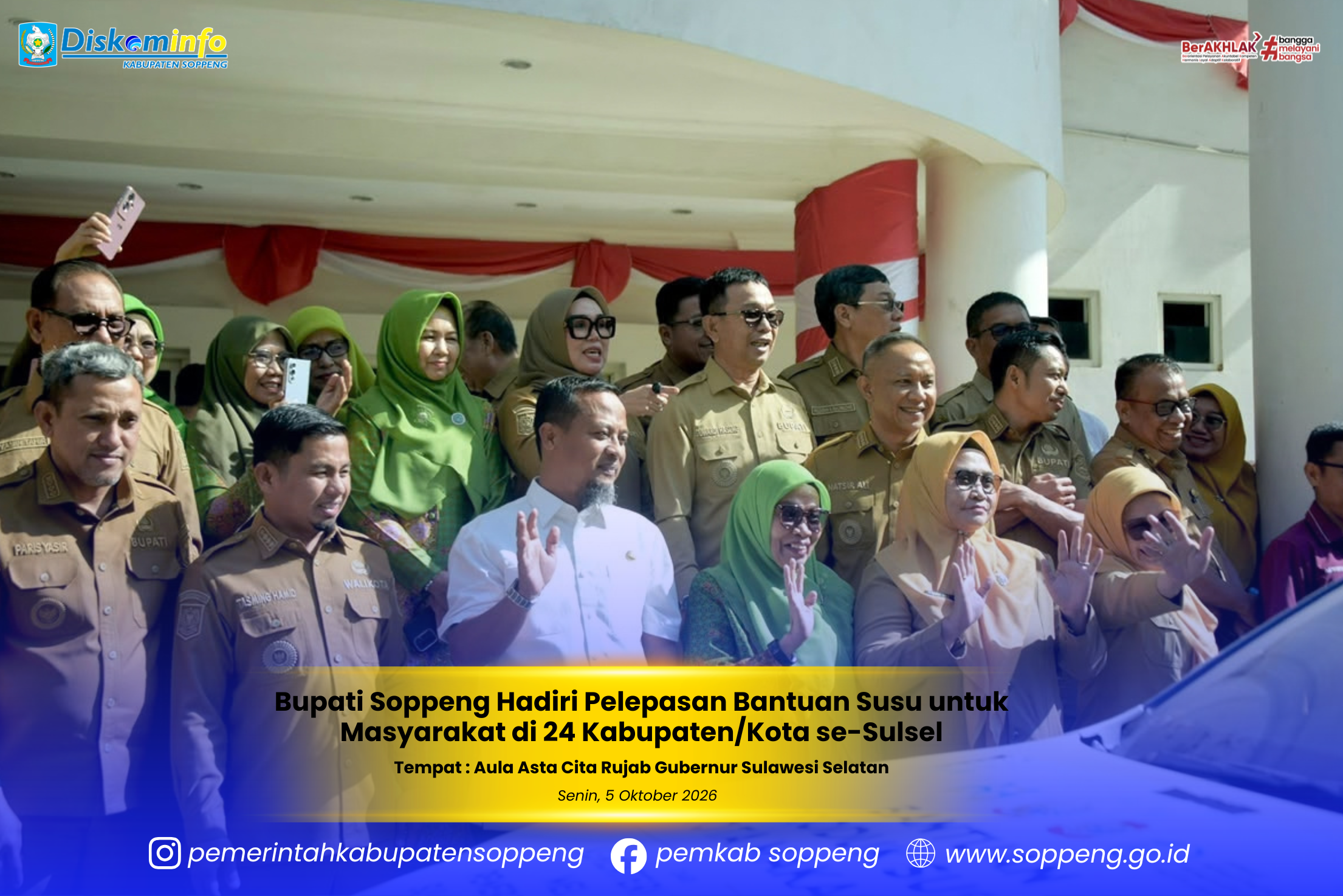 Bupati Soppeng Hadiri Pelepasan Bantuan Susu untuk Masyarakat di 24 Kabupaten/Kota se-Sulsel